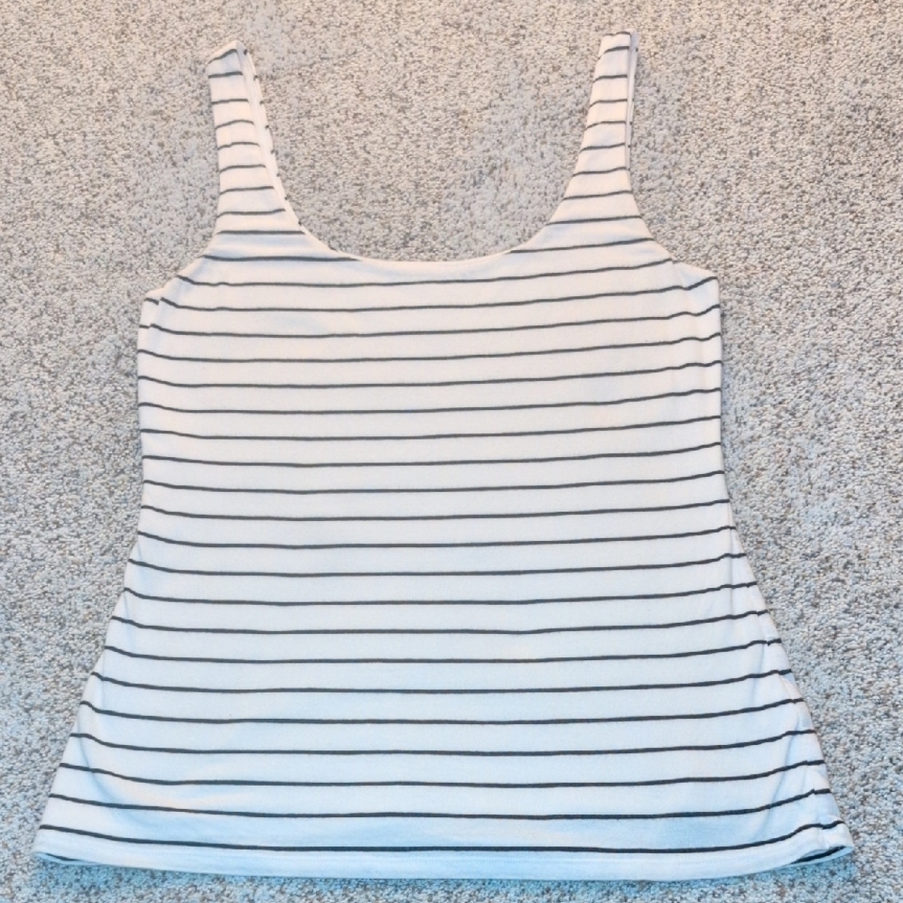 Express White and Black Striped Tank Top